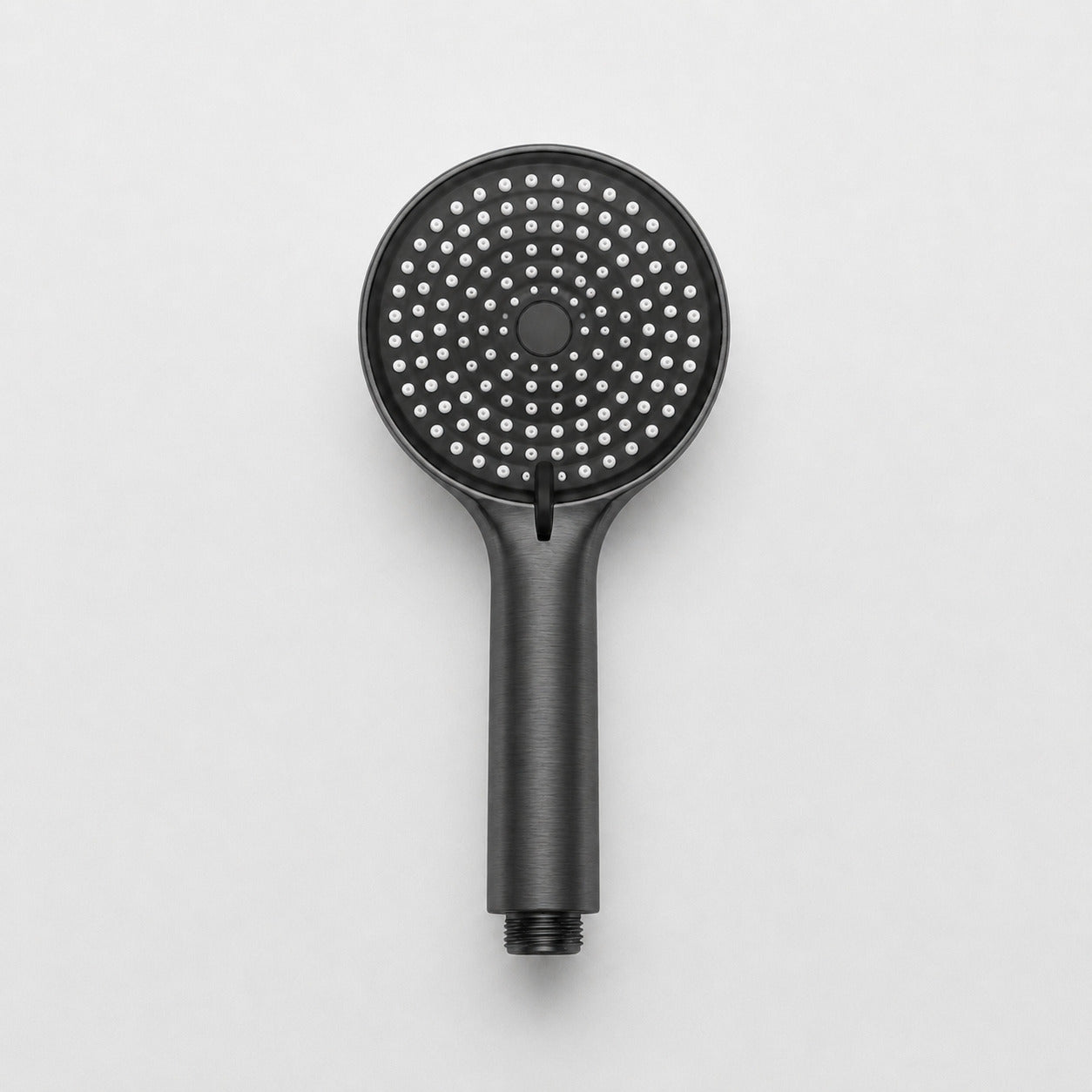 Brushed grey thermostatic shower column with shelf - dimensions and measurements