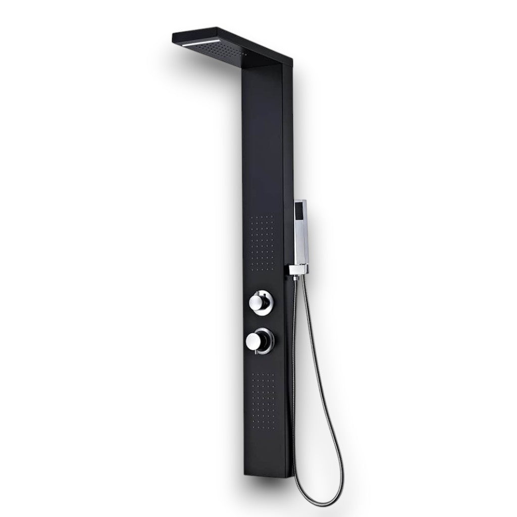 Matt black aluminium massage shower panel