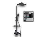 Matt black thermostatic shower column with LCD display