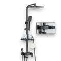Matt black thermostatic shower column with digital display