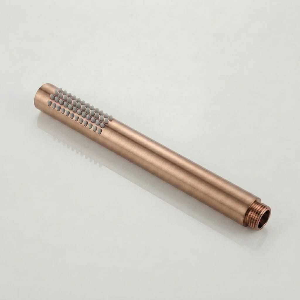 Brushed rose gold concealed shower set with rainfall head - finish and surface detail