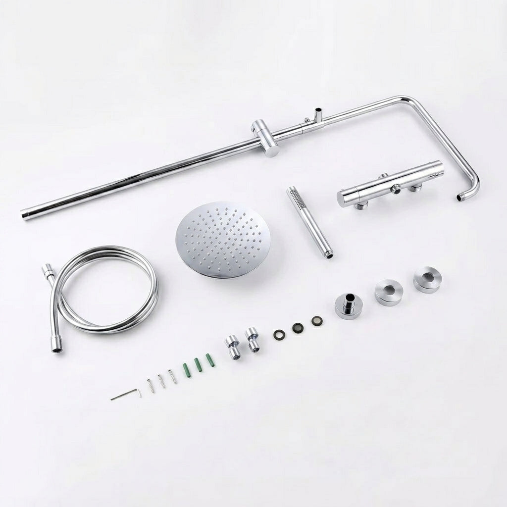 Polished chrome thermostatic shower column - dimensions and measurements