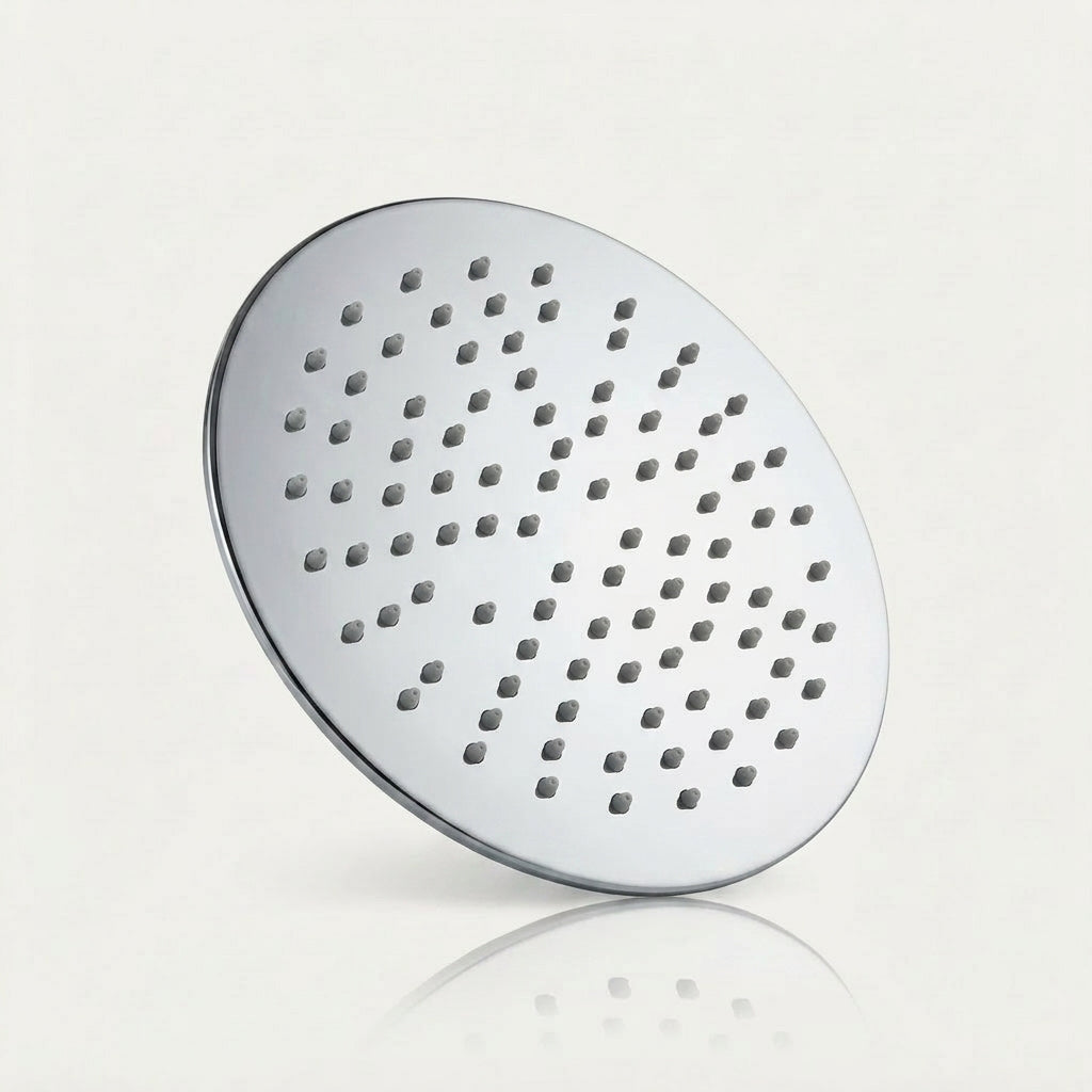 Polished chrome concealed shower set with rainfall head - finish and surface detail