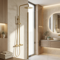 Brushed gold thermostatic shower column