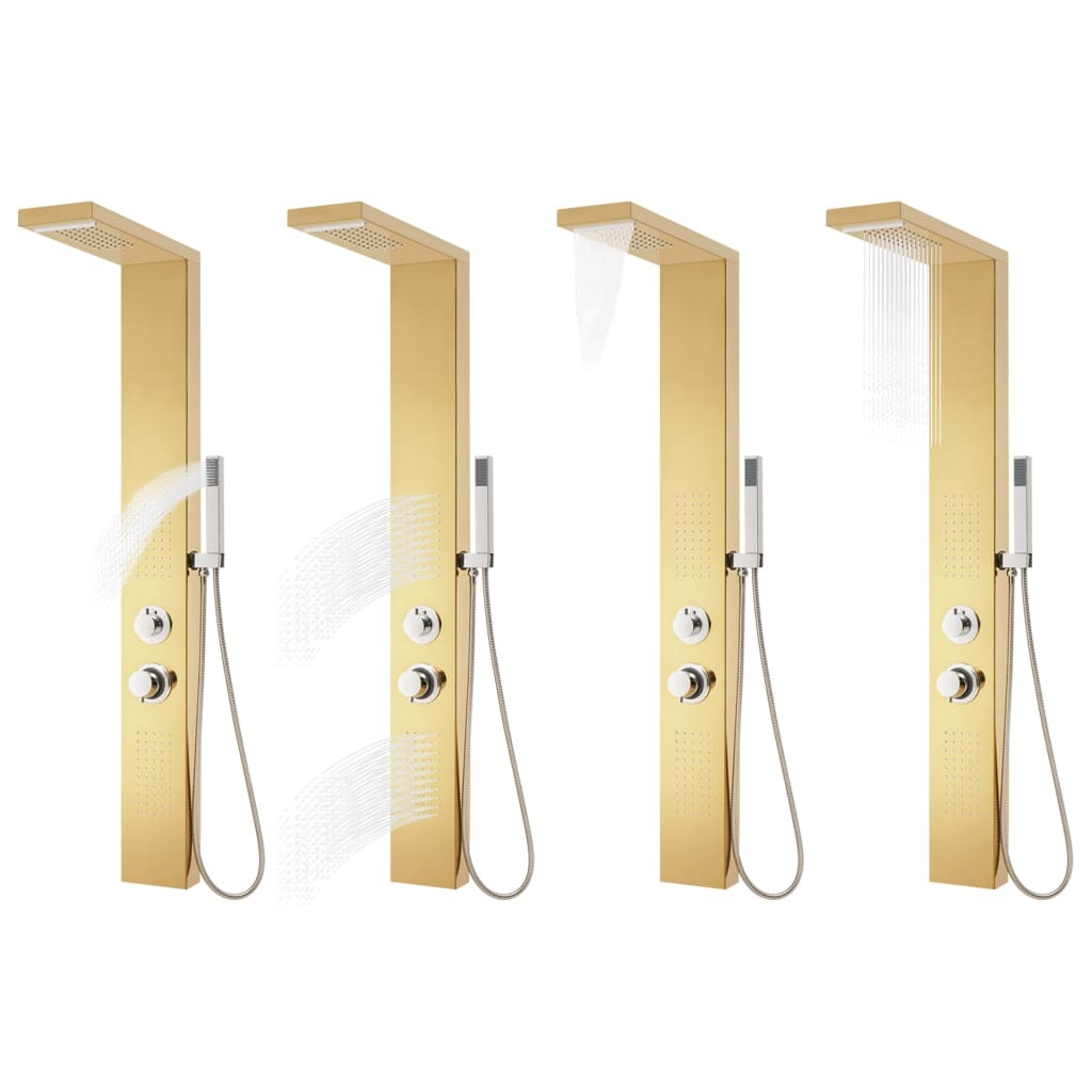 Gold mirror stainless steel massage shower panel - rainfall head detail