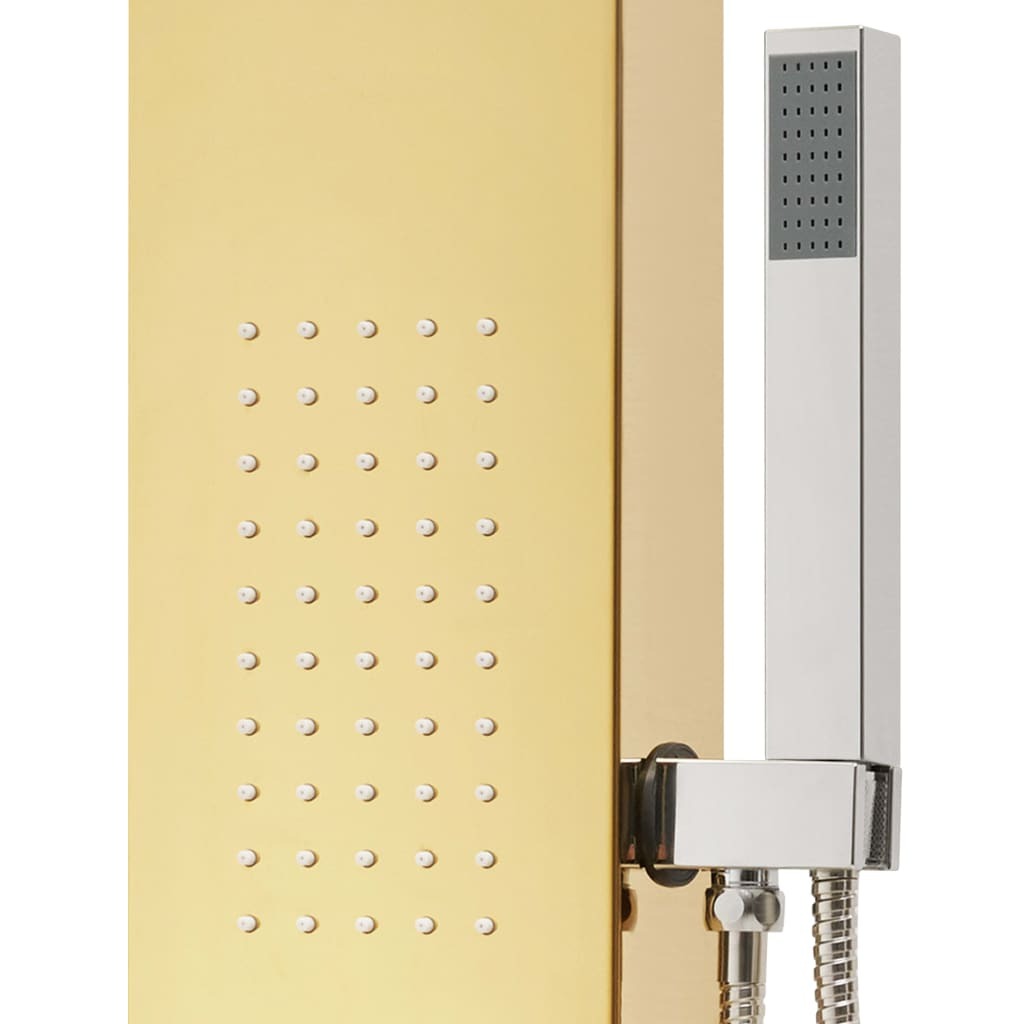 Gold mirror stainless steel massage shower panel - fitted in a modern bathroom