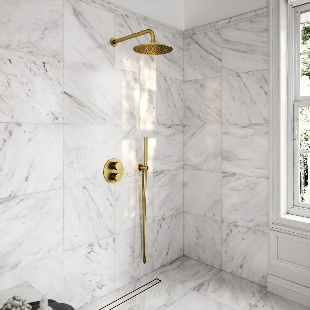 Brushed gold concealed shower valve kit