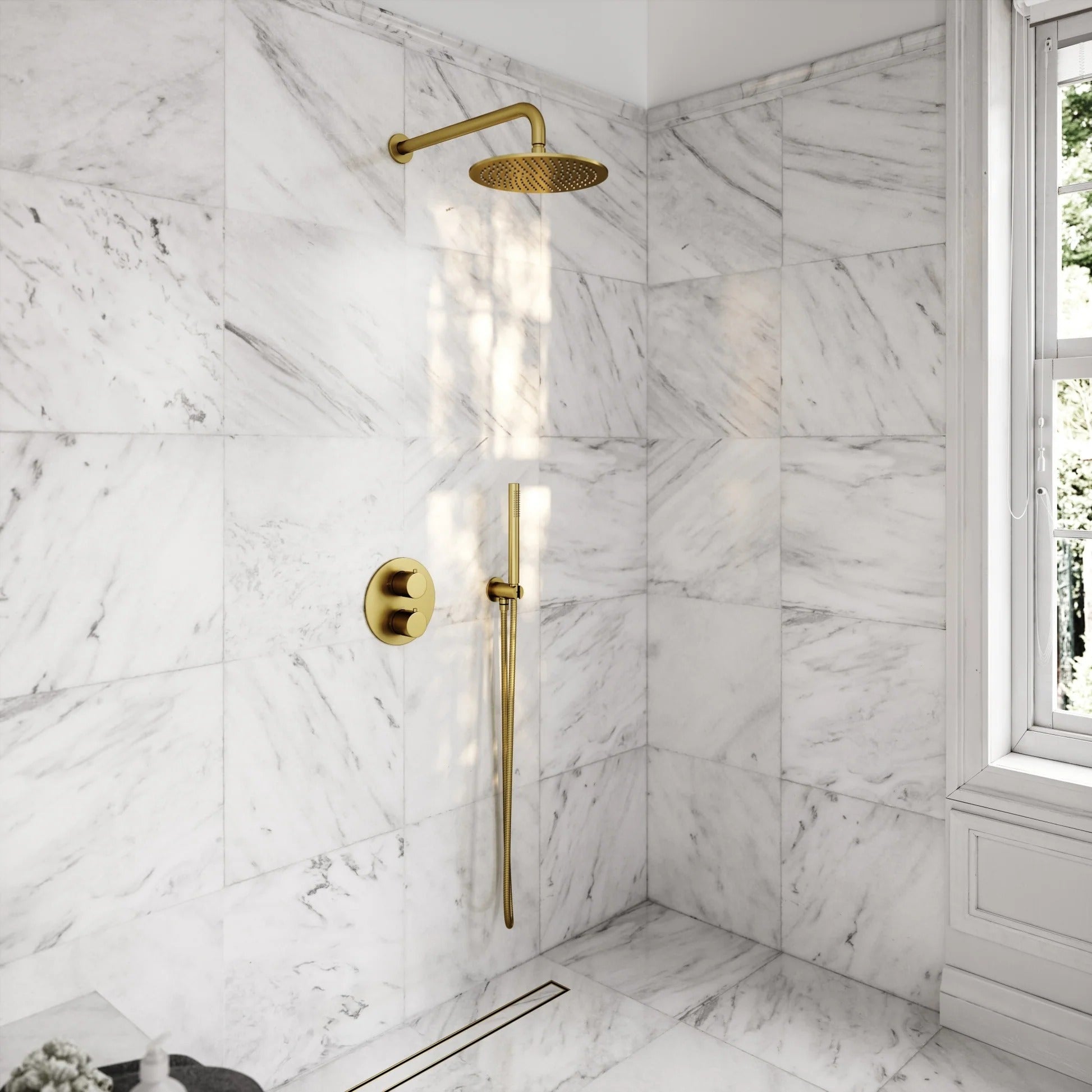 Brushed gold concealed shower valve kit