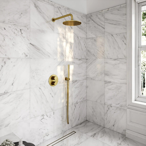 Brushed gold concealed shower valve kit