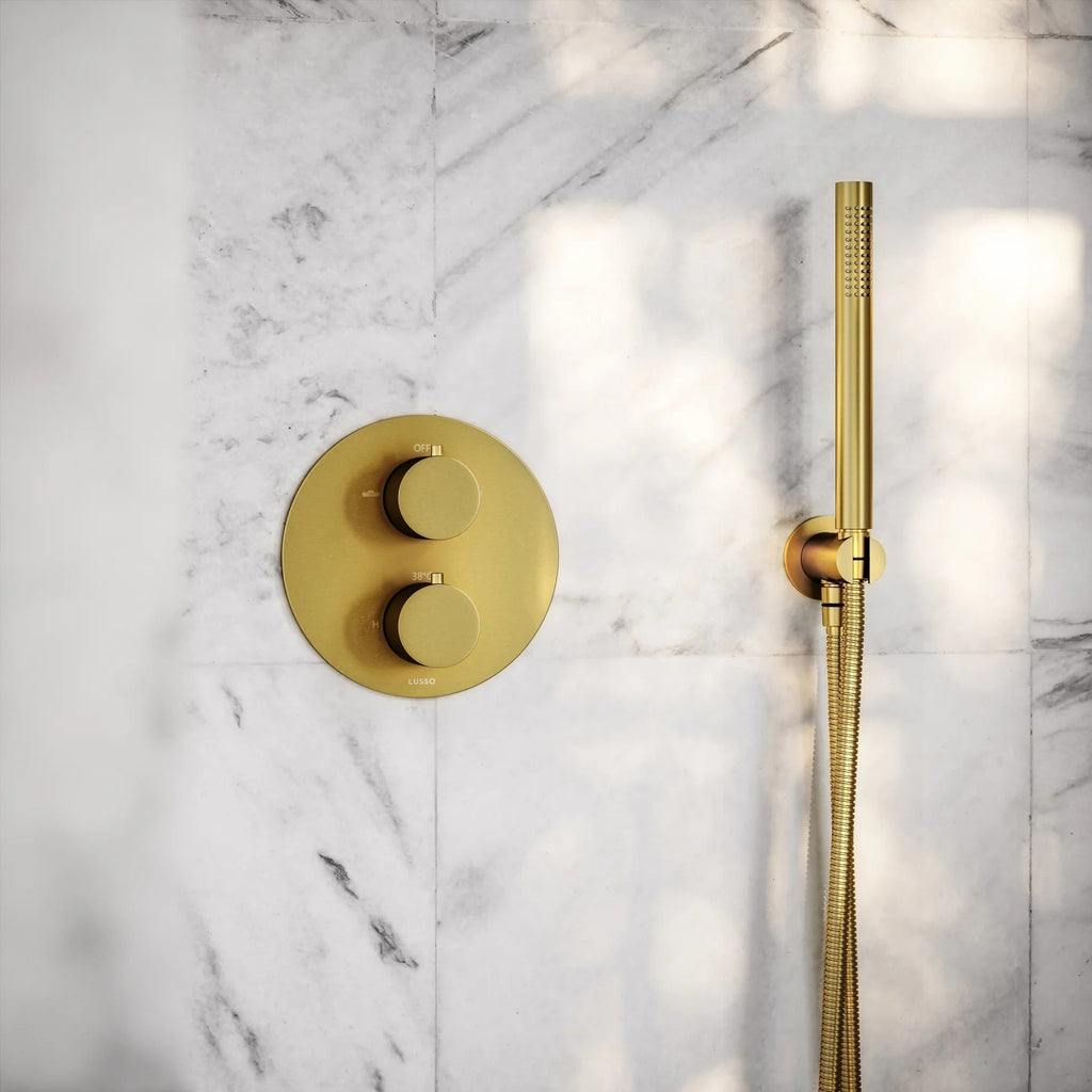 Brushed gold concealed shower valve kit - hand shower and hose
