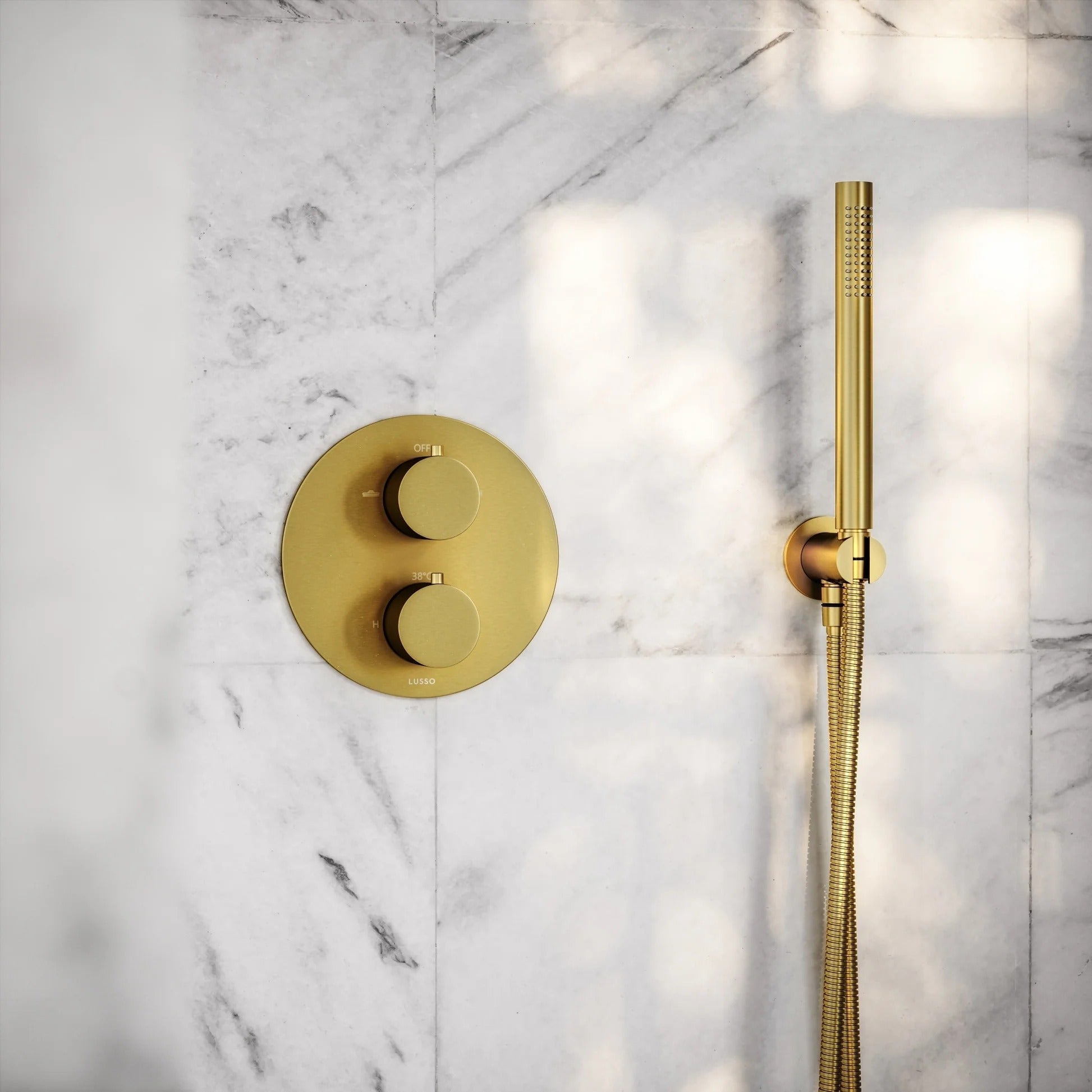 Brushed gold concealed shower valve kit - hand shower and hose