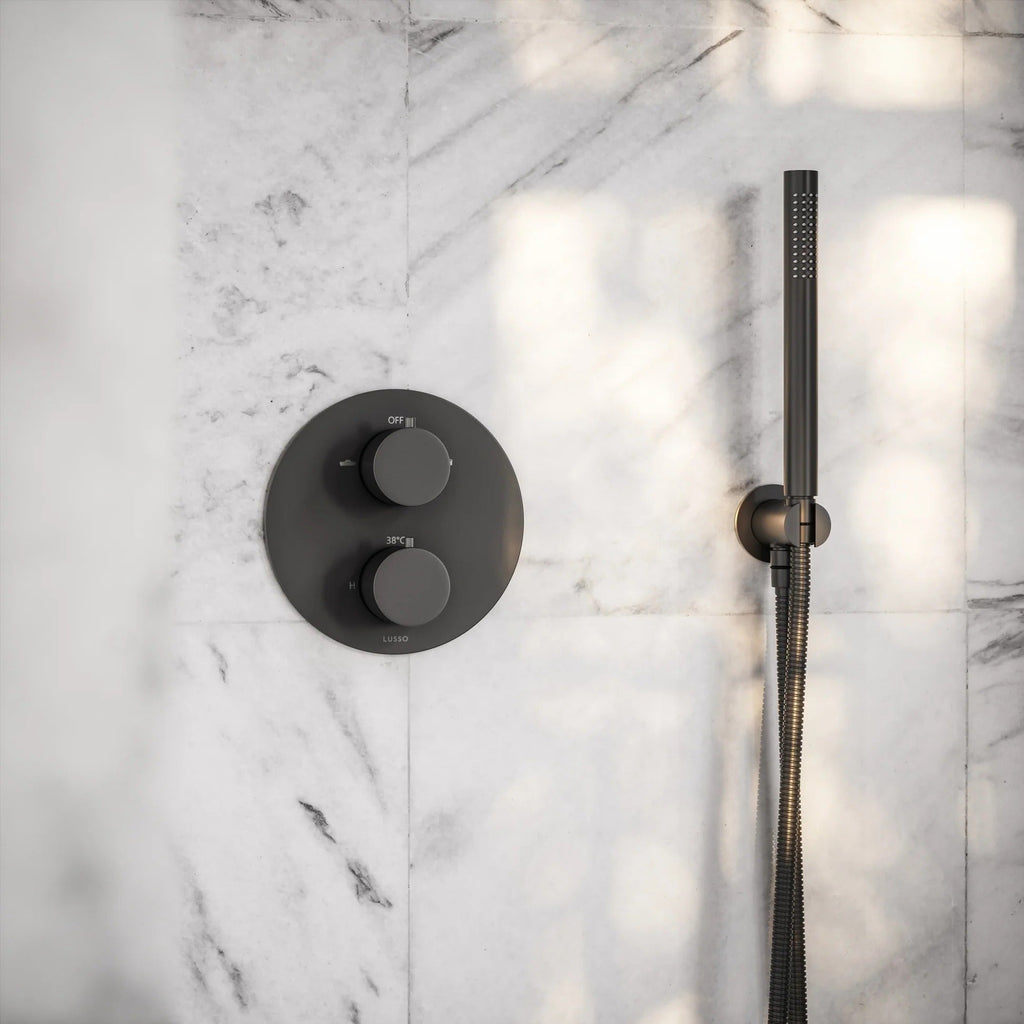 Matt black concealed shower valve kit - hand shower and hose