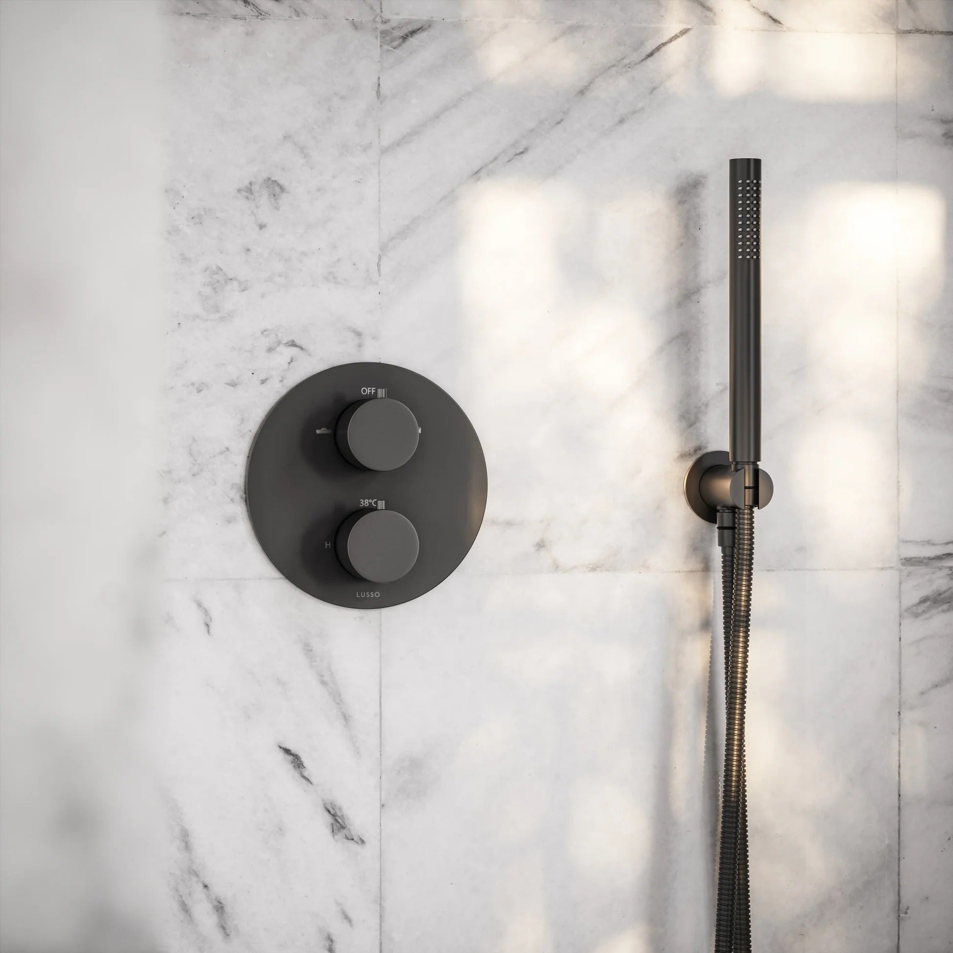 Matt black concealed shower valve kit - hand shower and hose