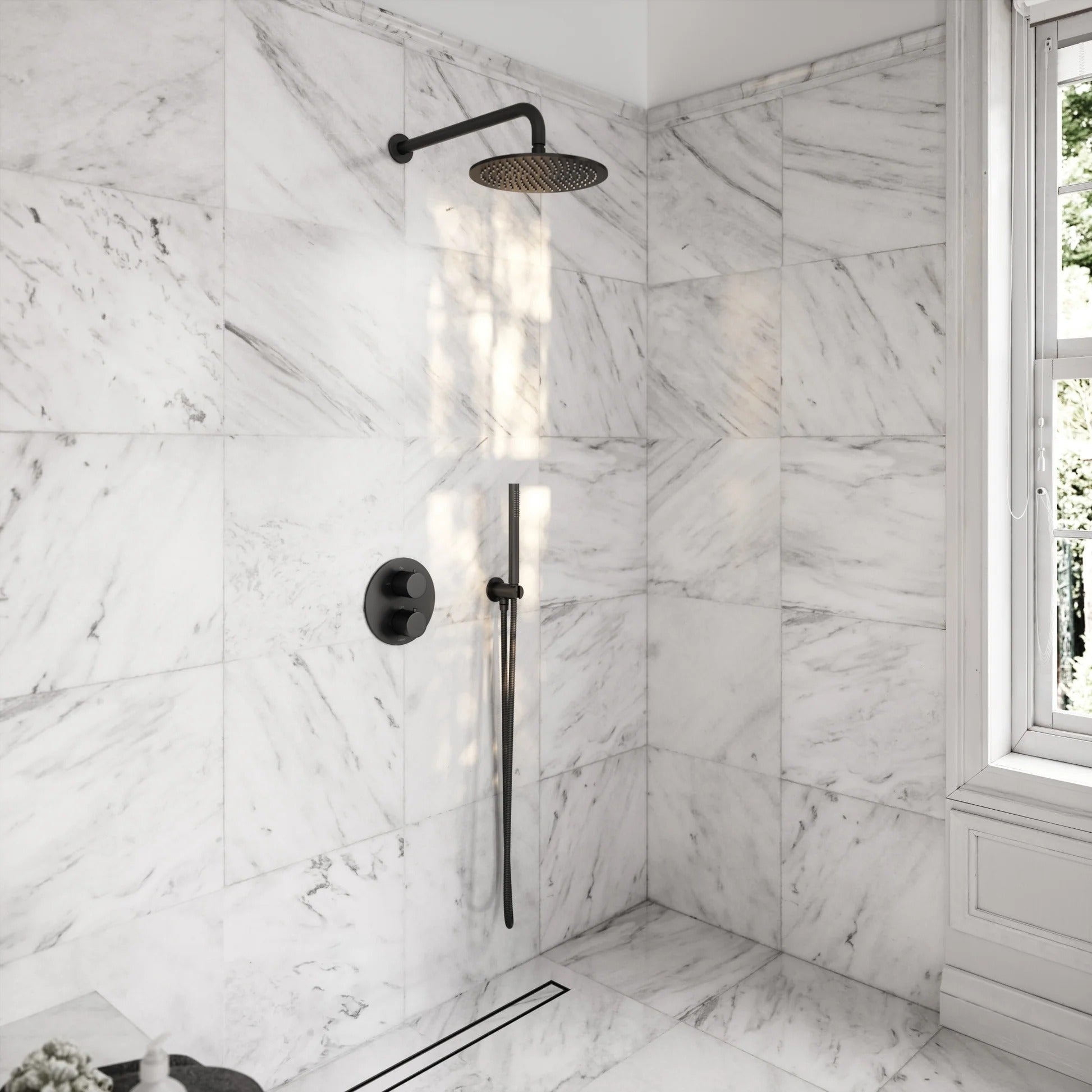 Matt black concealed shower valve kit