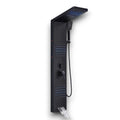 Matt black massage shower panel with hydro LED