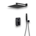Matt black concealed shower system with rain head