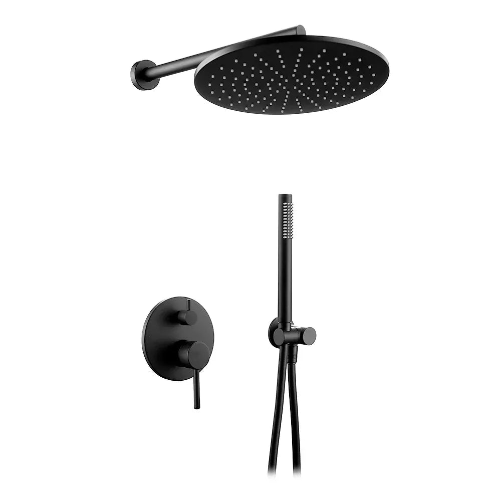 Matt black concealed shower valve kit - fitted in a modern bathroom