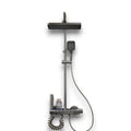 Brushed grey thermostatic shower column with digital display