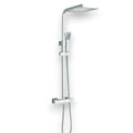 Polished chrome thermostatic shower column with square head