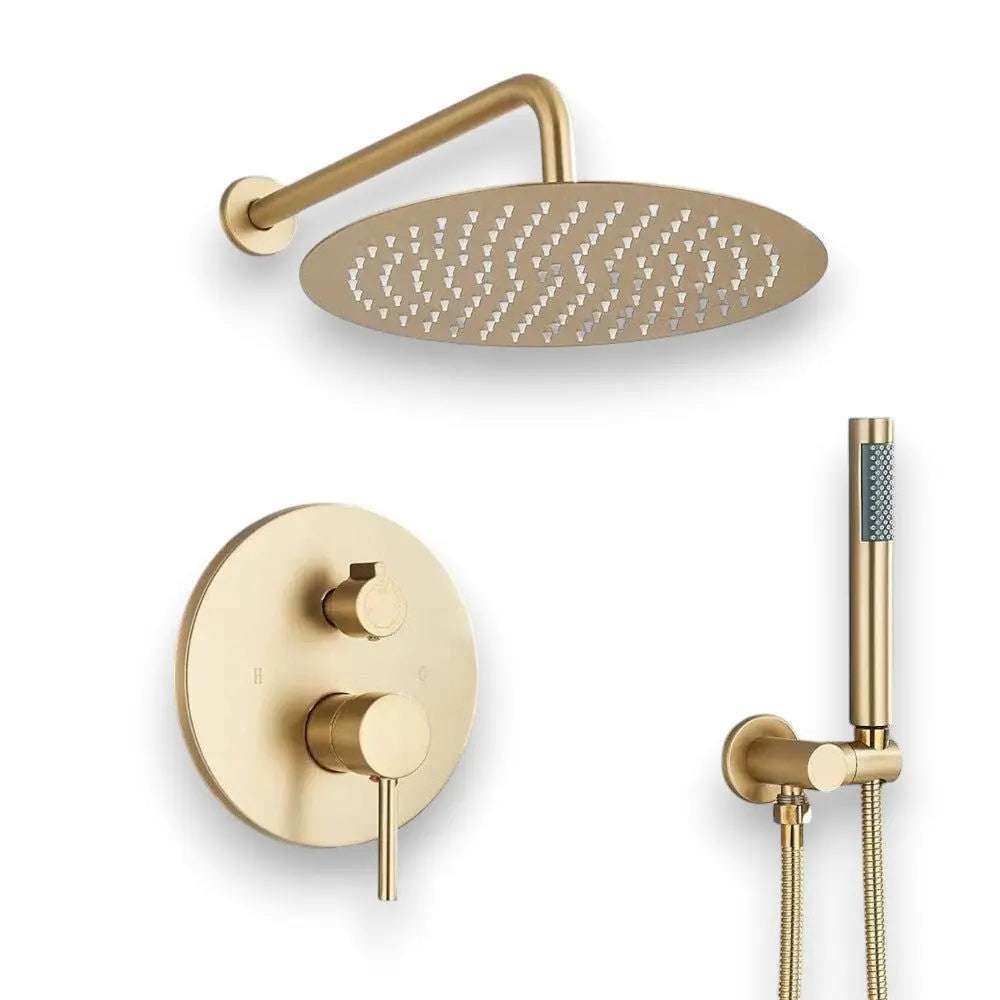 Brushed gold concealed shower valve set