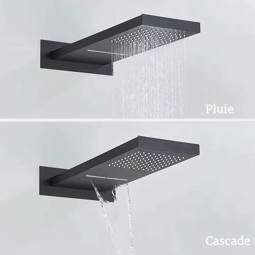 Concealed shower system with rain and waterfall head - rainfall head detail