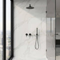 Matt black concealed shower set with rainfall head